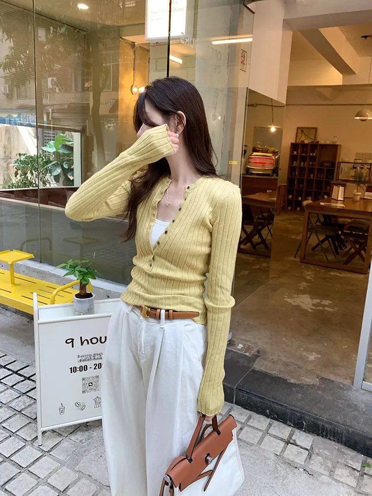 

Slim Fit Knitted Henry Base irt Women's Autumn Winter ort Sle Korean Faion Casual Sweater Inner Wear Versatile Scenarios