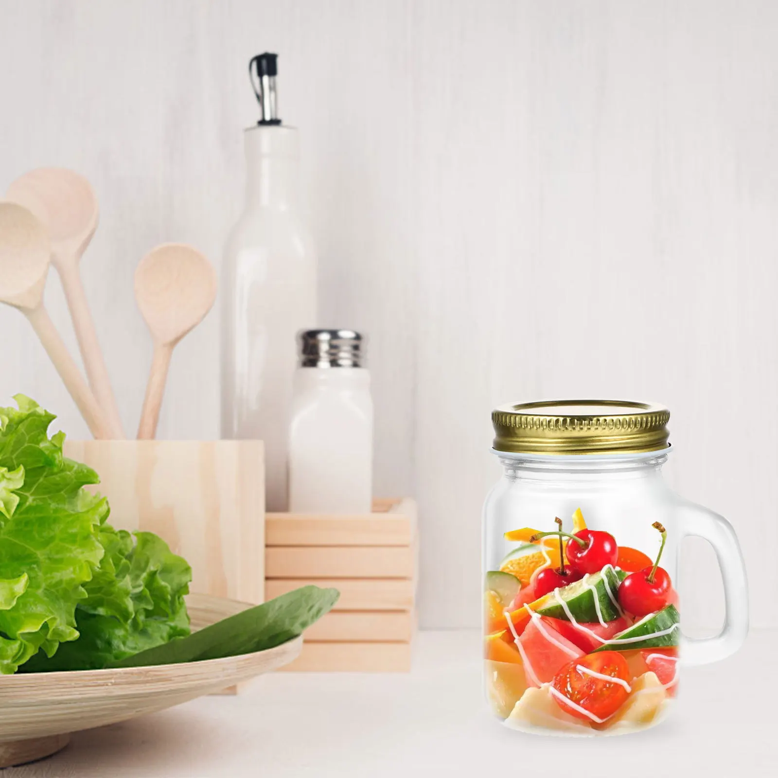 

6Pcs Mason Jar Airtight Glass Container with Lid for Salads Fruit Candy Multifunctional Glass Jars Jars Jar with Lids
