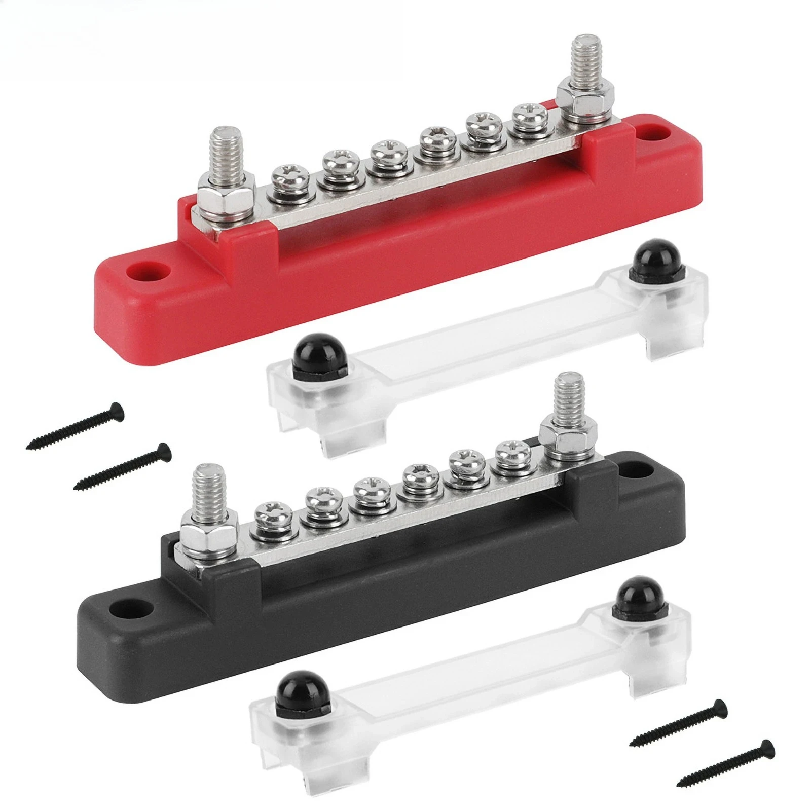 M6 DC 12V 48V Bus Bar 1/4 inch Power Distribution Block 150A Electrical Terminal Block Buss Bar for Truck Boat Car Camper RV