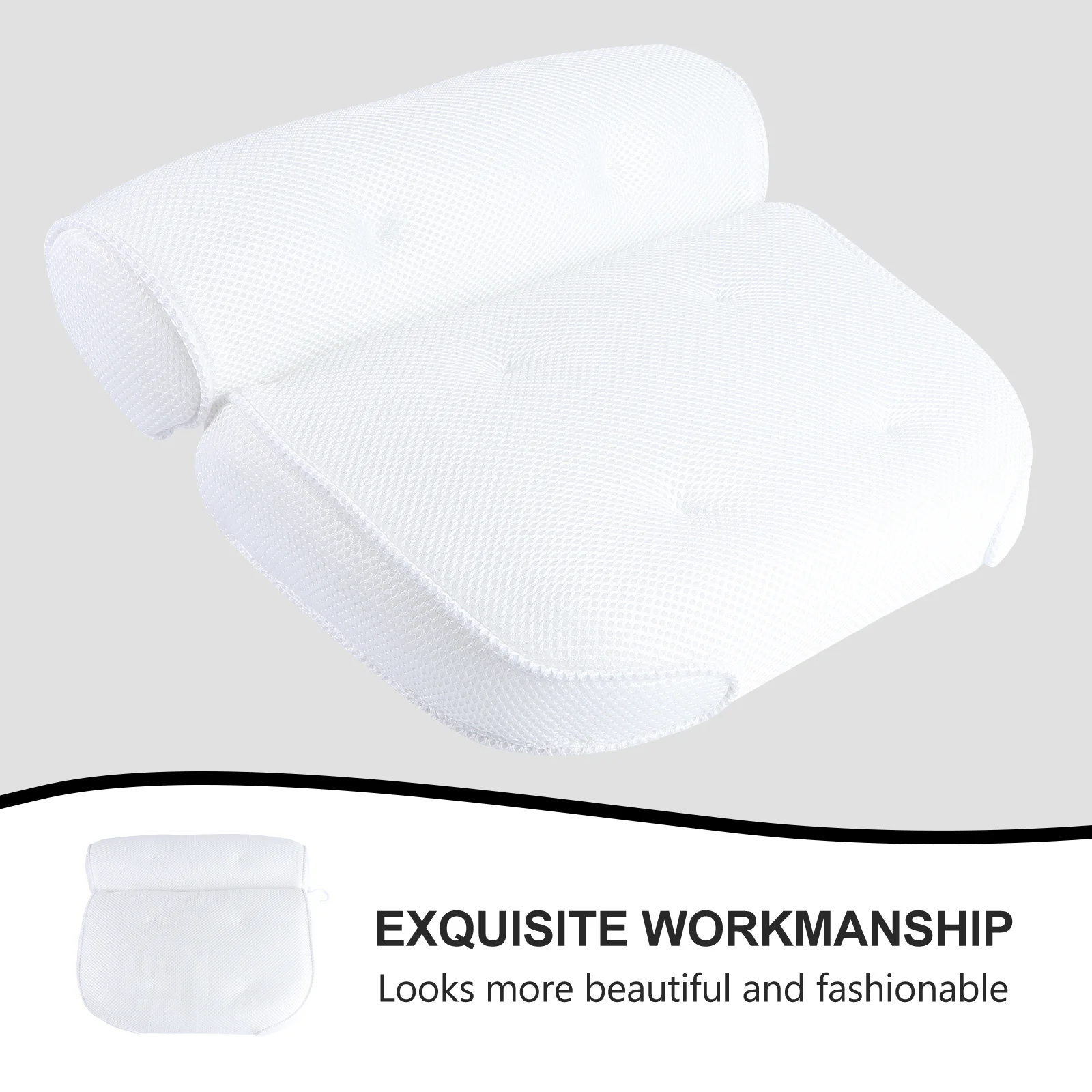 

3D Mesh Spa Bath Pillow White Suction Cups Neck Back Support Tub Pillow Non-Slip Massage Pad Bath Cushion Hot Tub Comfort