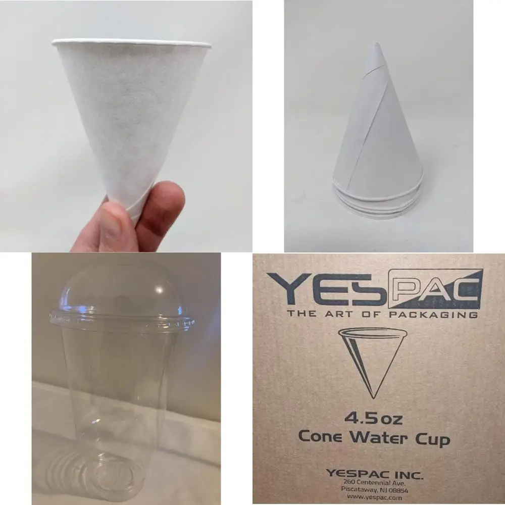 

white 4.5 oz paper cone cups with rolled rim, bulk pack of 5,000