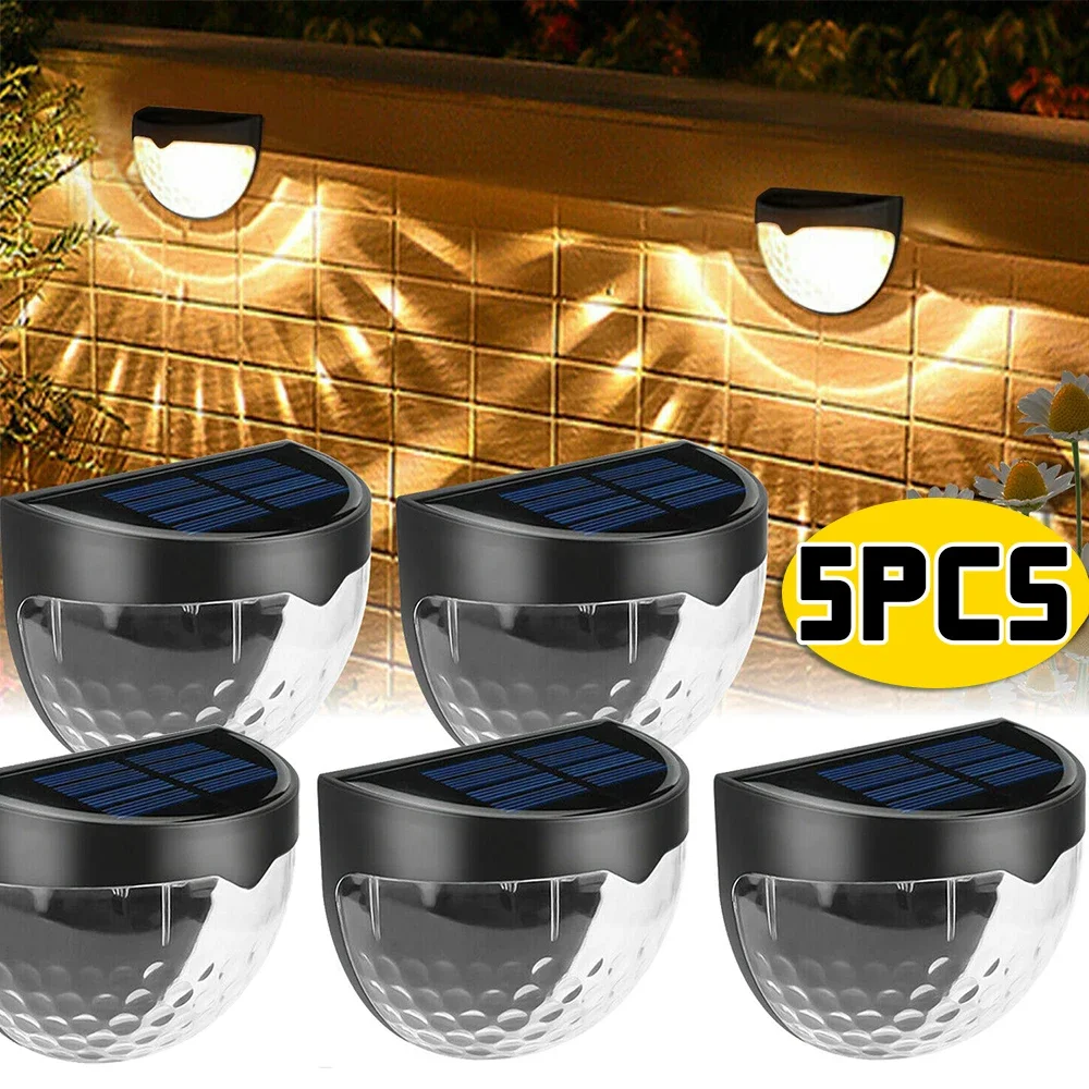 1/5Pcs LED Solar Powered Wall Fence Lights Waterproof Outdoor Staircase Patio Backyard Garden Energy Lamps Auto Night Lighting