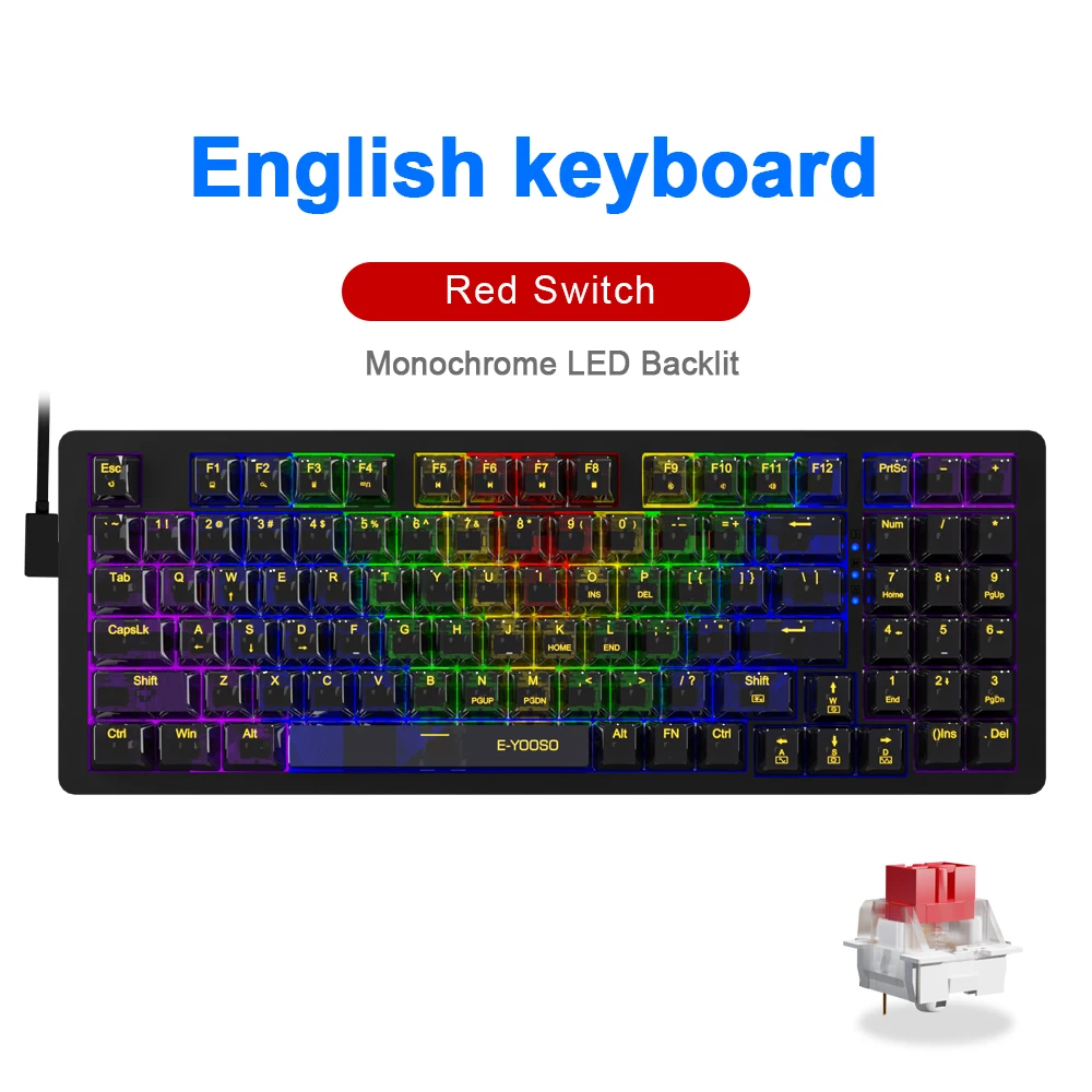 E-YOOSO Z94 USB Mechanical Gaming Keyboard Wired Monochrome LED
