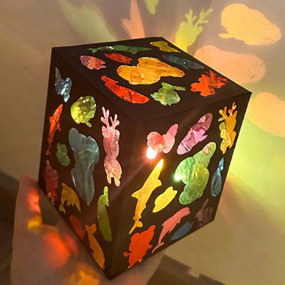

Colorful DIY Projection Lamp Kit Glass Paper Early Educational DIY Lantern Making Kit Hanging DIY Material Pack
