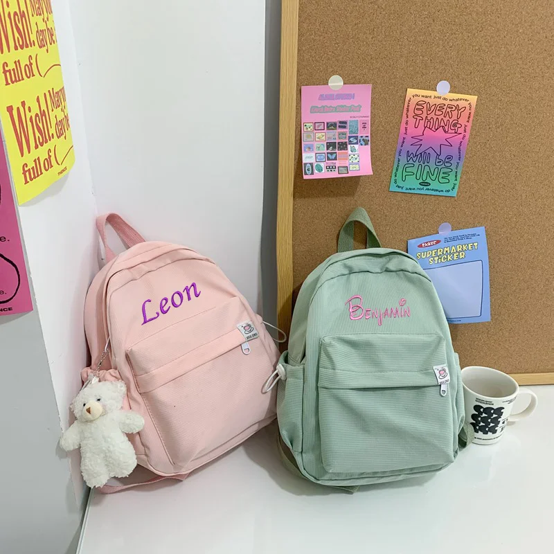 Personalized Custom Girl Canvas Japanese Style Fresh Backpack Korean Version Mini Candy Colored Student Travel Backpack