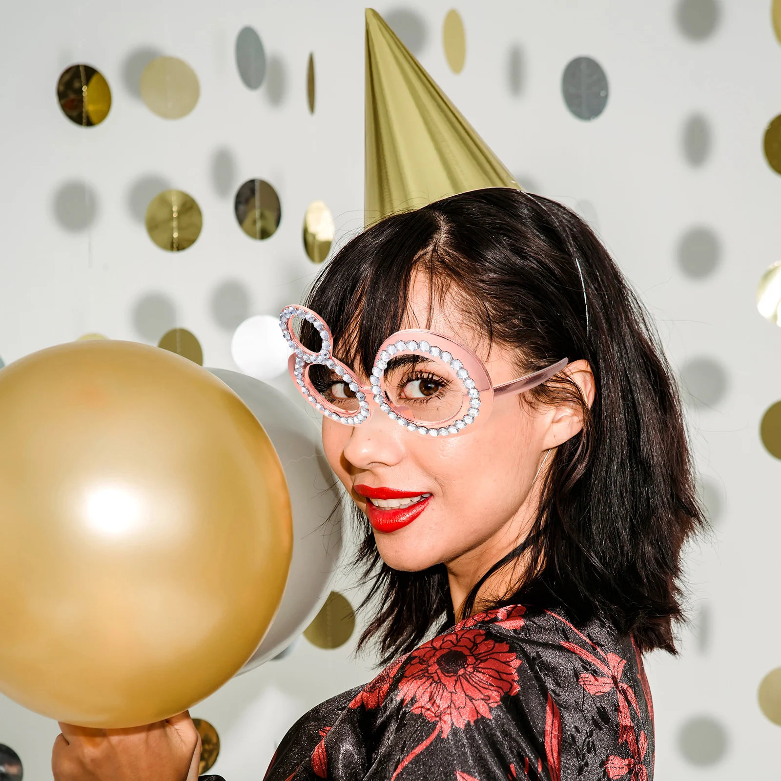 

Birthday Party Glasses PC Material Lightweight Shining Rhinestones Numbers Photo Prop Eyewear Novelty Adult Costume Sunglasses