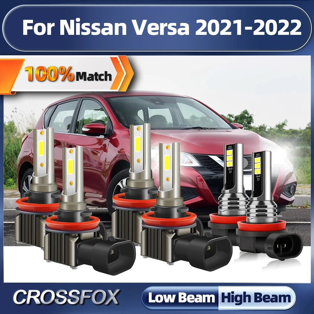 360W LED Headlight Bulbs 6000K White Car Fog Lights 60000LM High Low Beam Auto Lamps 12V 24V For Nissan Versa 2021 2022