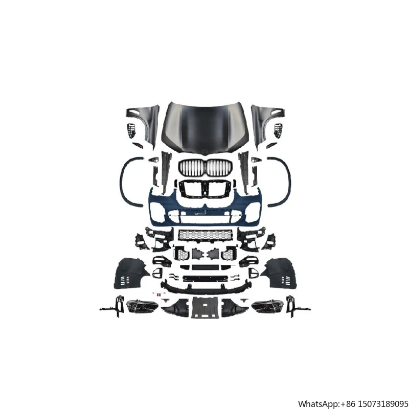 

Комплект обвесов Tegray E70 (2008-2013) для обновления до G05-M Tech (2019-2022): от старого к новому, включает фары и капот.