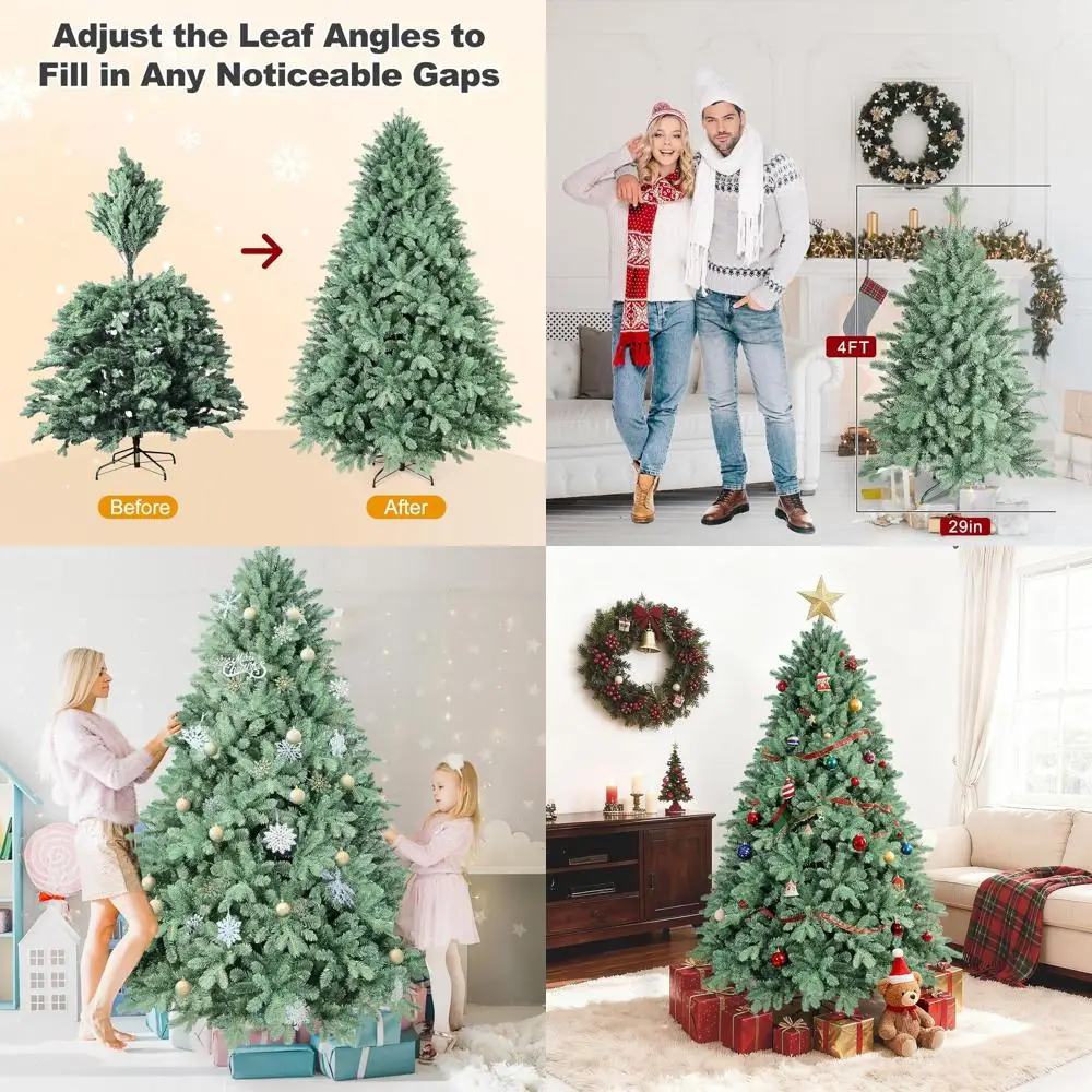 

4-Foot Hinged Blue Spruce Artificial Christmas Tree with 592 Fire-Resistant Tips, Easy Assembly for Holiday Celebrations