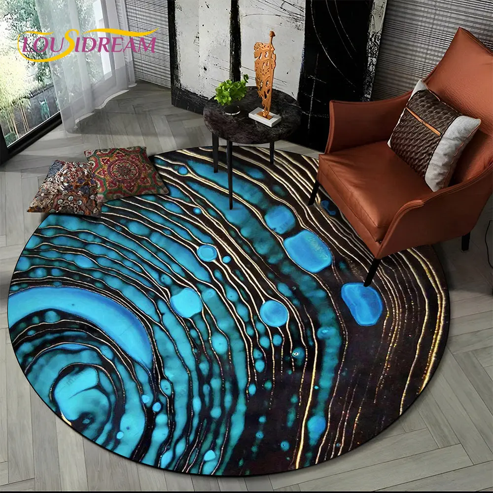HD Colour Gold Nordic Marble Splendid Round Area Rug,Carpet for Living Room Bedroom Sofa Playroom Decor,kids Non-slip Floor Mat