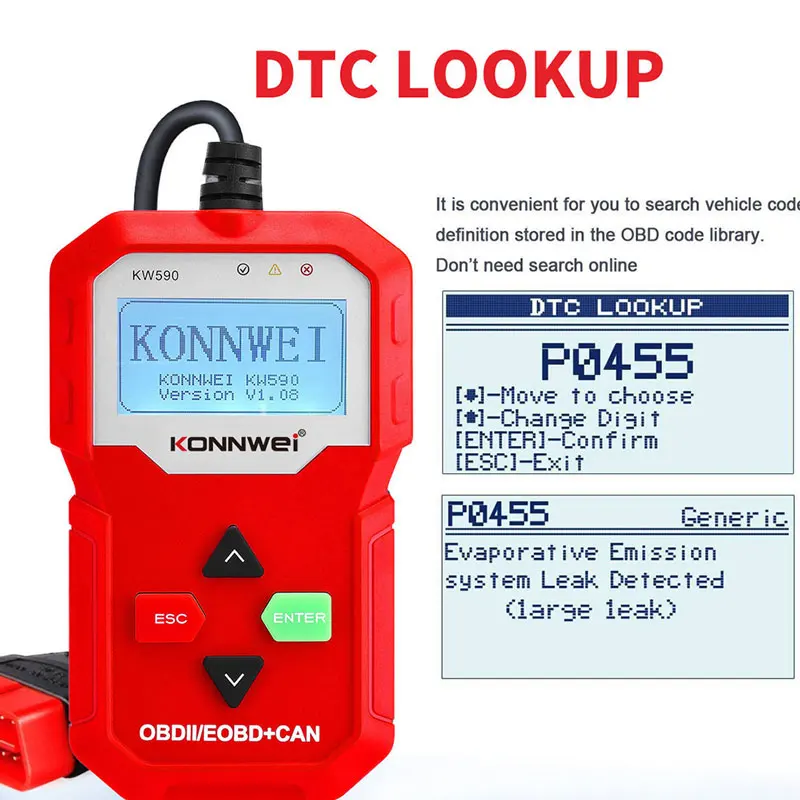 أدوات تشخيص السيارات KONNWEI KW590 قارئات رمز Obd للسيارات تدعم العلامات التجارية المتعددة للسيارات واللغات تحديث مجاني الماسح الضوئي obd2 #5