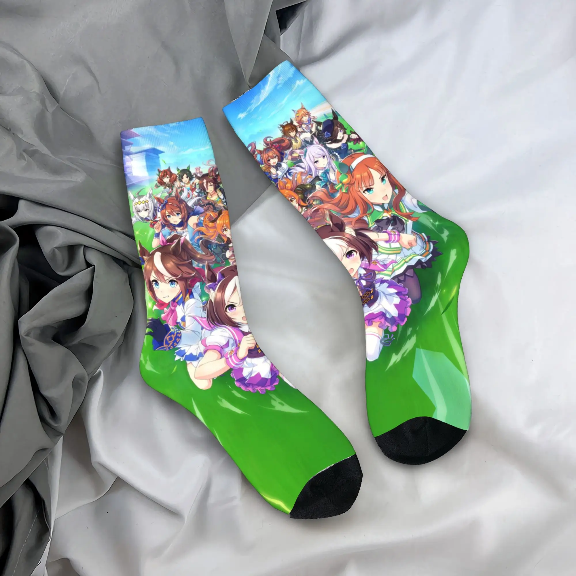 Uma Musume Stockings  Printed Vintage Socks Spring Non-Slip Socks Women Men Outdoor Breathable Socks