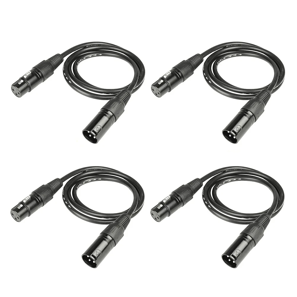 

4 PCS DMX512 Signal Line Stage Microphone Cables Cords Male to Lights Party LED