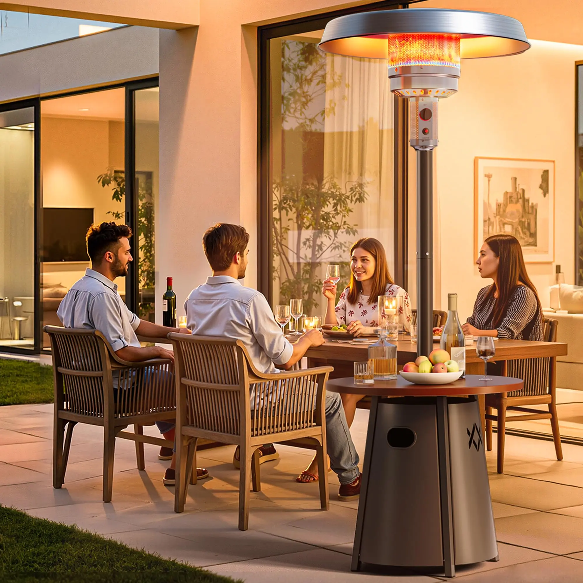 Outdoor Heaters for Patio with Round Table Design, Premium 304 Stainless Steel Burner, Triple Protection System Propane