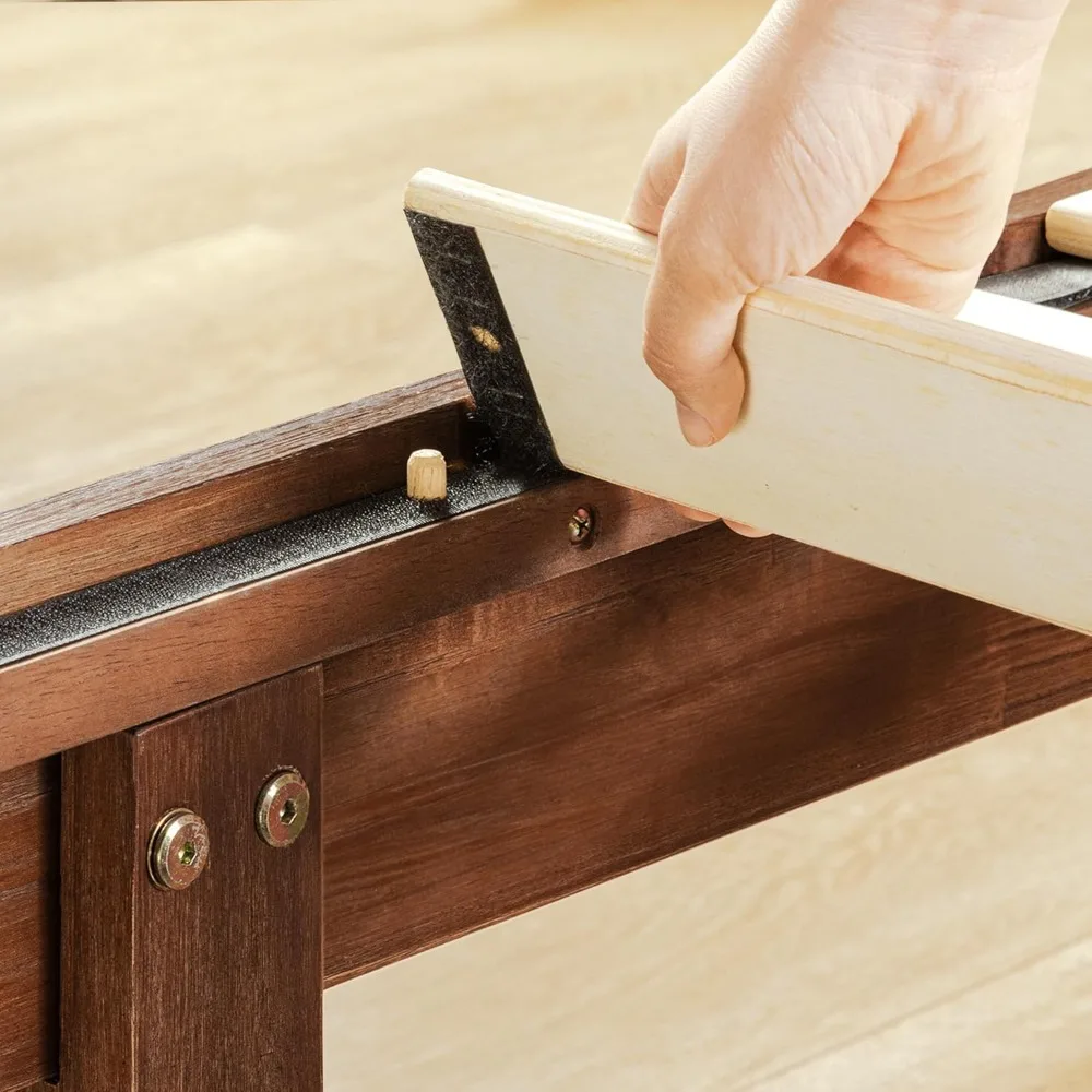 إطارات سرير بمنصة من الخشب الصلب مقاس كوين مقاس 12 بوصة مع شرائح خشبية، لا حاجة إلى صندوق زنبركي، هيكل خالٍ من الضوضاء