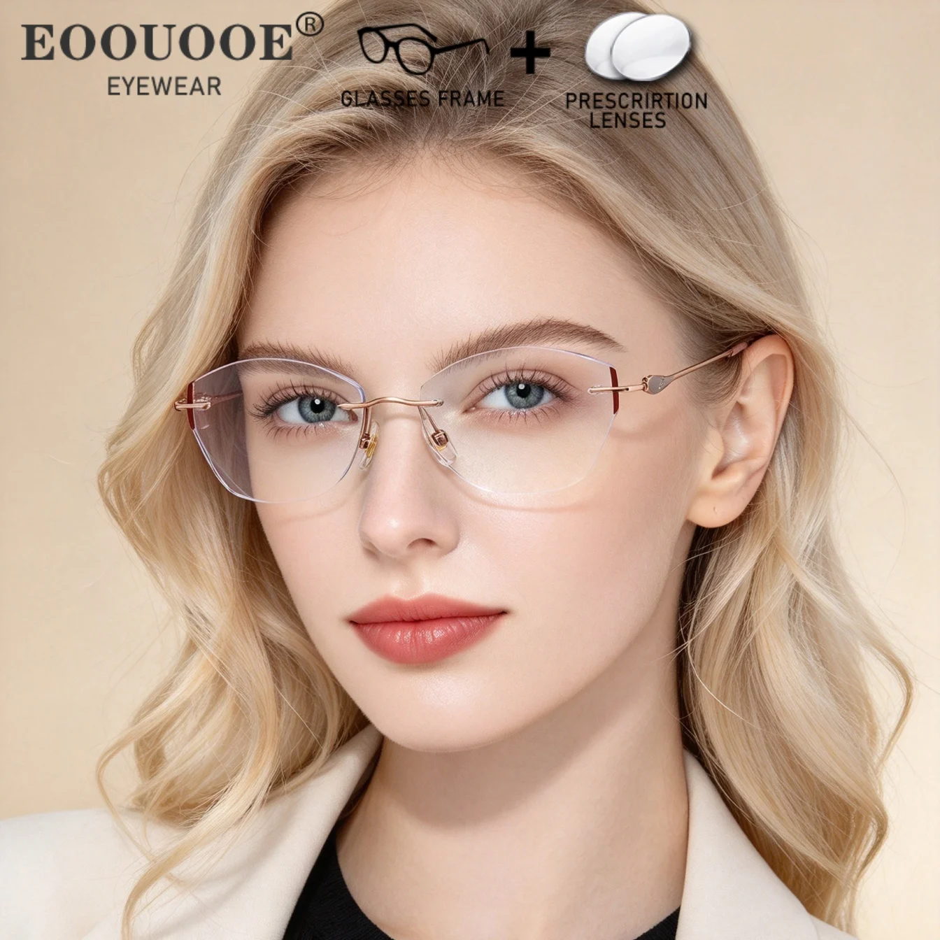 New 2027 Cat Eye Glasses Pure Titanium Women Computer Anti Blue Light Eyeglasses Scratch Resistant Prescription Lenses Recipe