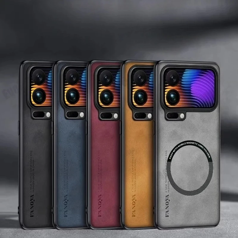 حافظة خلفية فاخرة من جلد الغنم شاملة لهاتف Xiaomi 17 Pro Max 15T 14T Pro MagSafe غطاء شحن لاسلكي