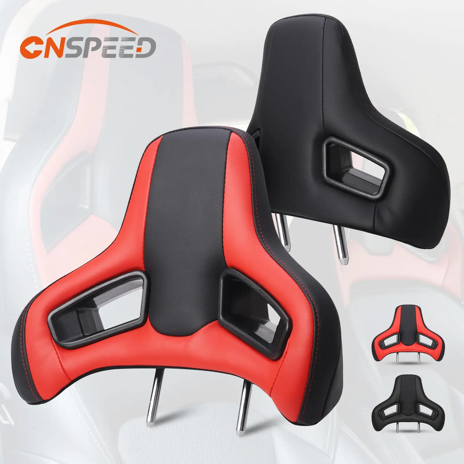 

1PCS 495MM Sport Modified Seat Headrest PVC Leather For Universal Car Racing Seat Pillow Plug & Play System Neck Pillow Cushion