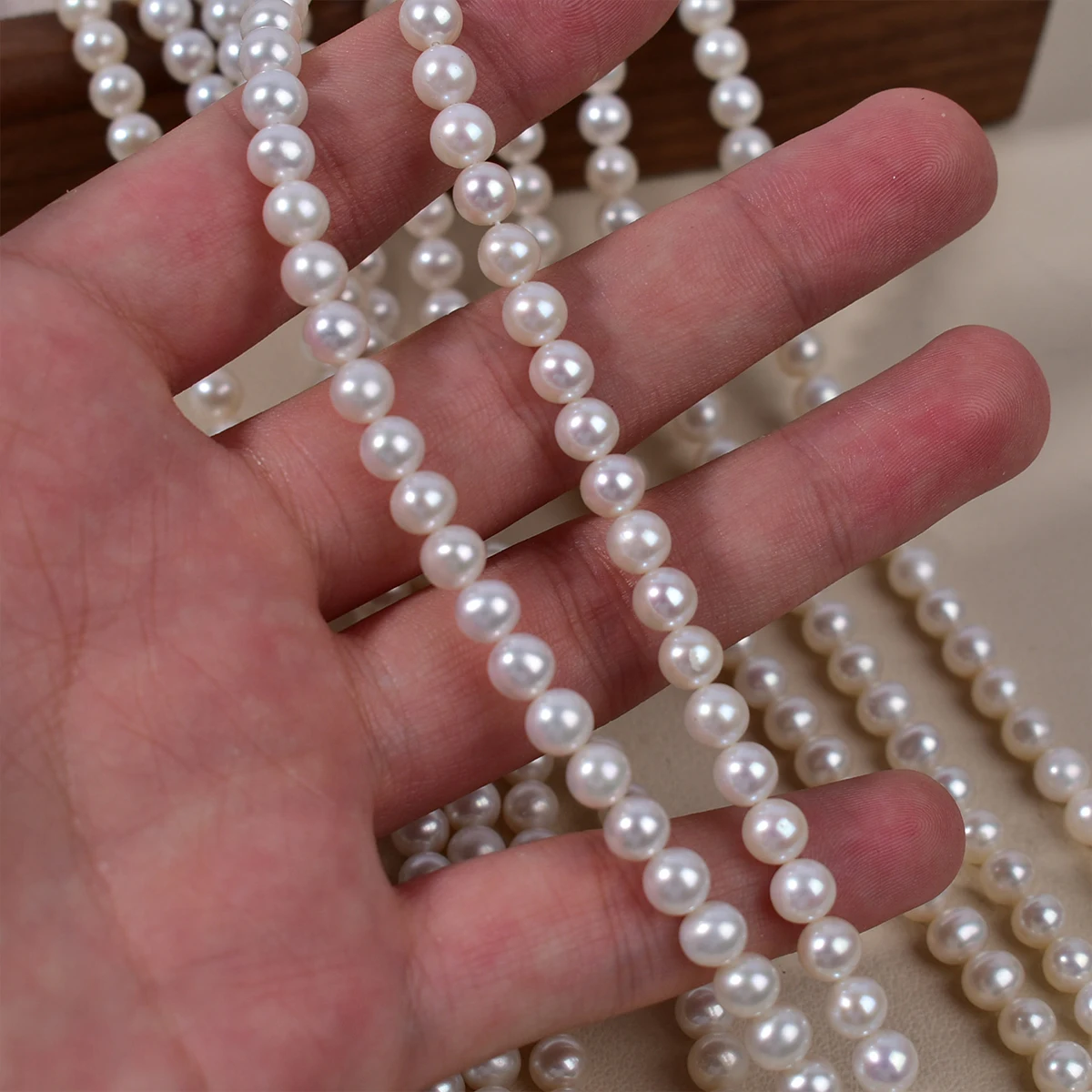 5A 5-6mm Natural Freshwater Pearl Near-round Beads High Quality for DIY Jewelry Making Women Necklace Bracelets Earrings