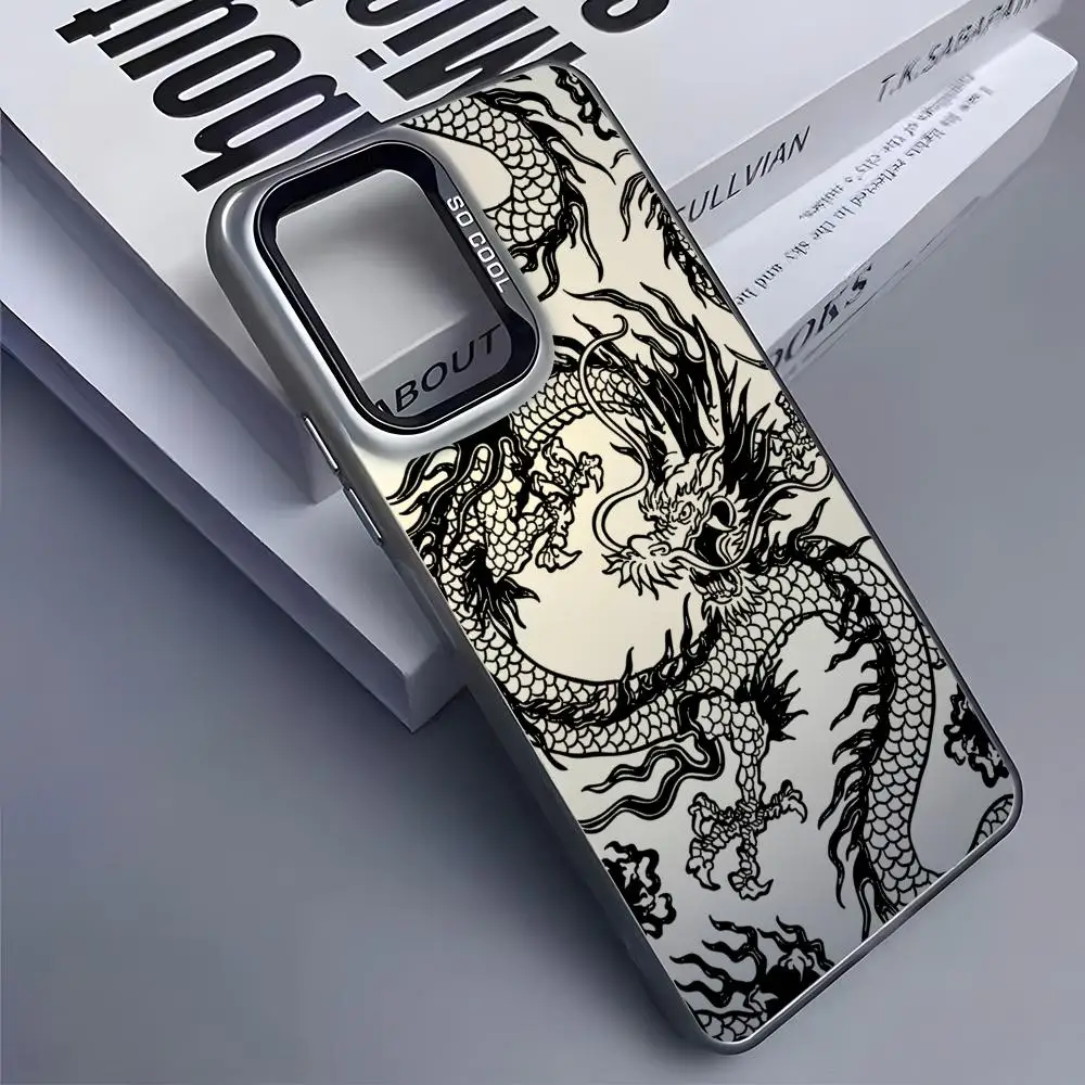 الاتجاه الموضة التنين الصيني قضية الهاتف لسامسونج غالاكسي S25 حافة S24 S23 S22 S21 S20 الترا فوندا سيليكون الفضة جراب هاتف #6