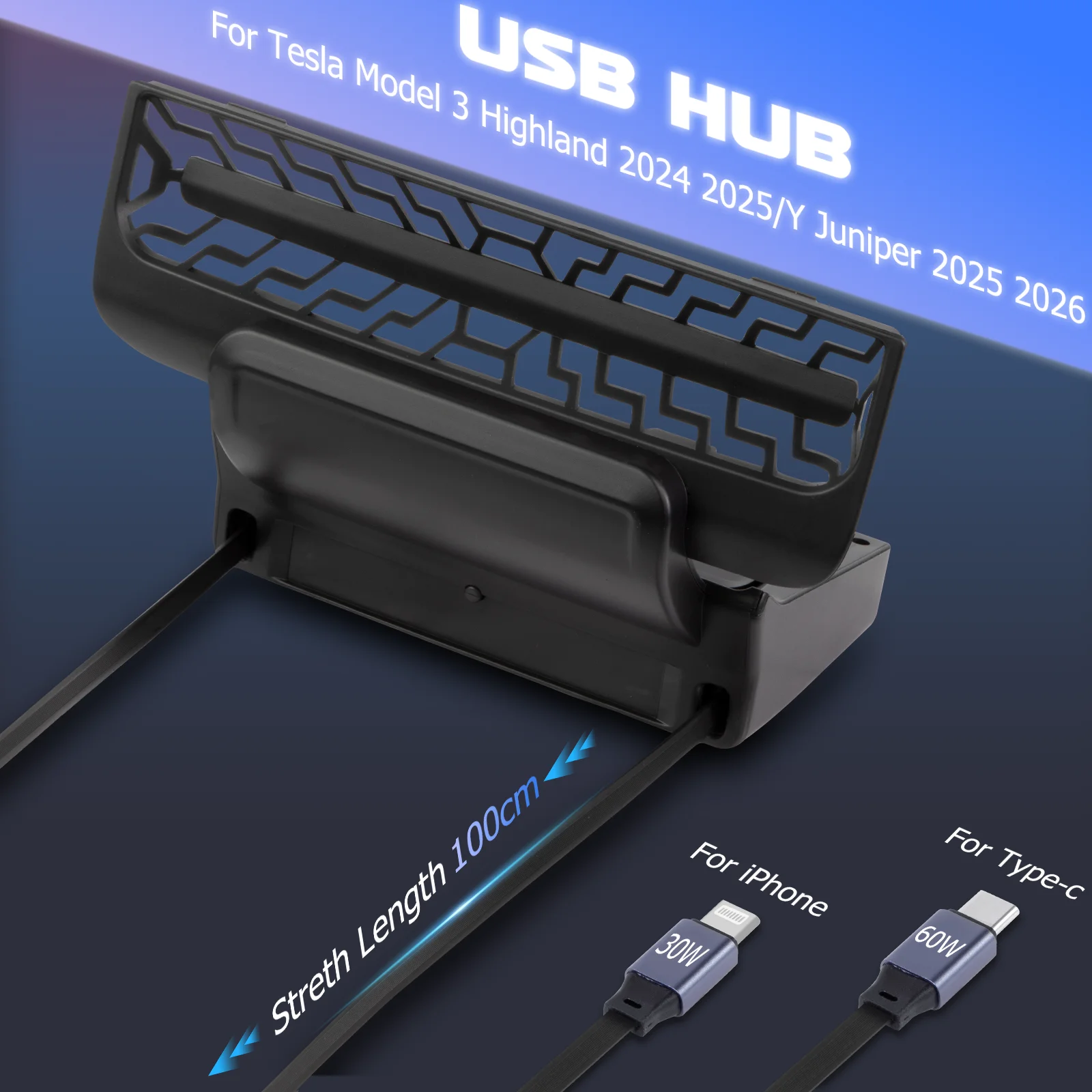 

Car Air Vent Cover USB Hub For Tesla Model Y Juniper 2025 2026 Model 3 Highland 2024 2025 Docking Station Car Accessories