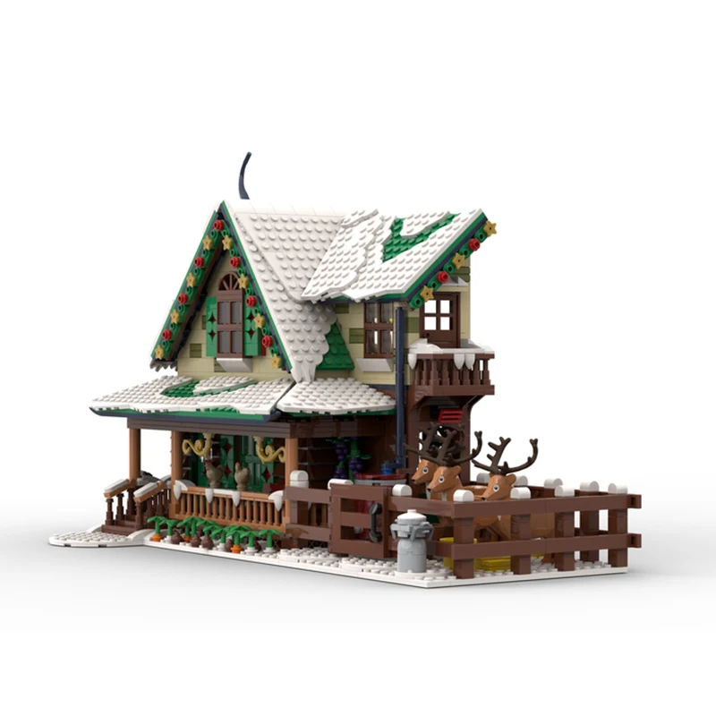 1953pcs Moc Winter Village Reindeer Ranch Snowman House Building Blocks Bricks City Streetscape Assembly Model Christmas Gifts