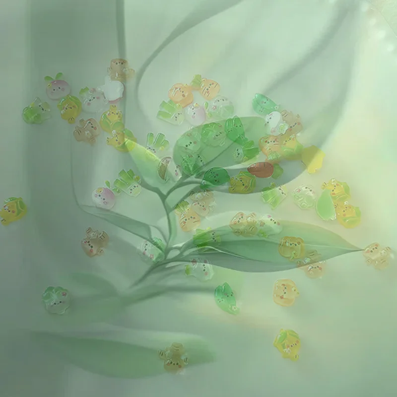 20 szt. Przezroczyste ozdoby do paznokci w kształcie warzyw, urocze mini zawieszki do paznokci, kapusta, kukurydza, żywiczne cyrkonie do paznokci, dekoracje z kreskówek