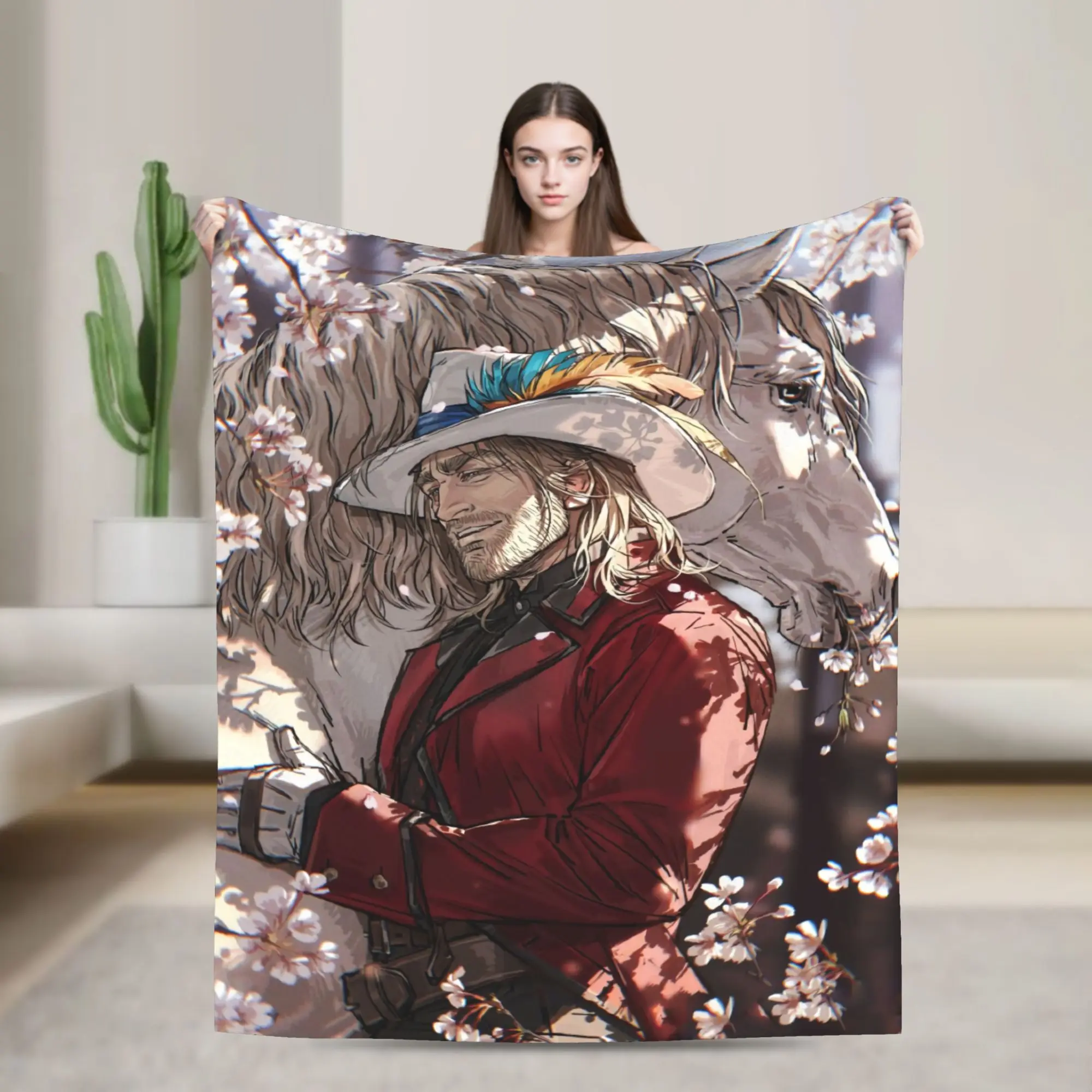 Mantas suaves para acampar, Arthur Morgan Explorer con ropa de cama de caballo, colcha de franela para dormitorio, funda de sofá cama estampada