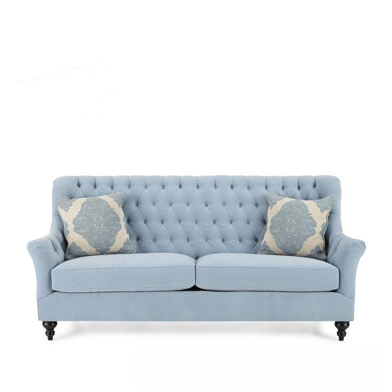 

American apartment fabric buckle double sofa furniture hotel lobby leisure triple reception sofa