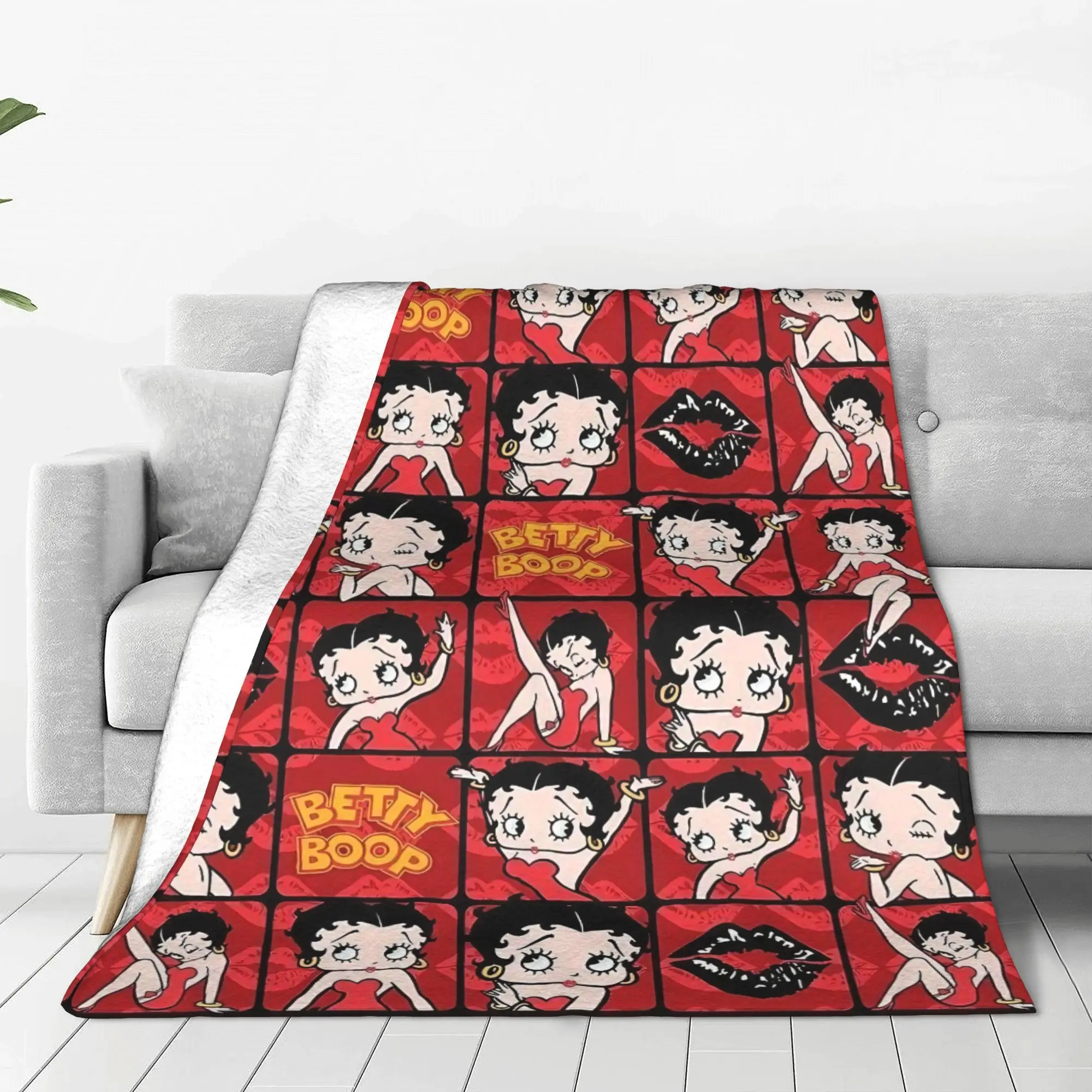 Cute B-Betty Blanket Velvet Spring Autumn Cartoon Multi-function Super Soft Throw Blankets for Bed Bedroom Bedspreads