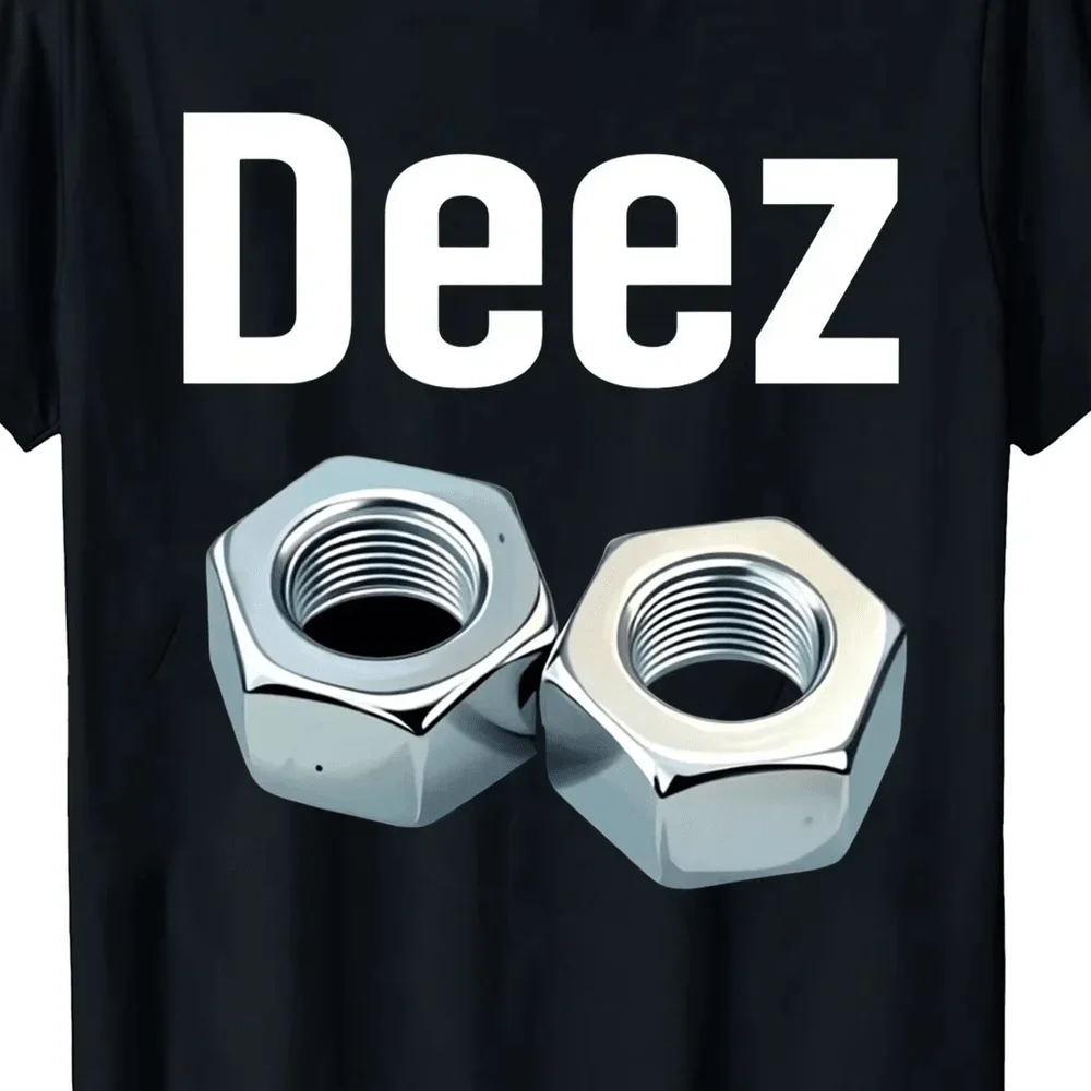 1pc Men's Metal Nuts Graphic Print Black TShirt, Crew Neck, Casual Cotton Tee Medium Stretch Knit Fabric, Men's Regular Fit, Siz