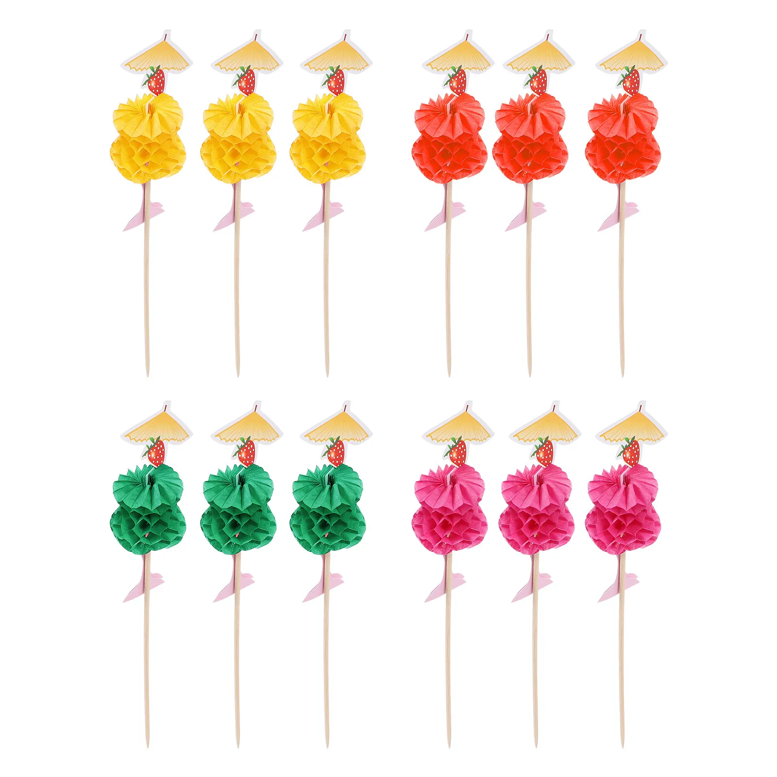 50pcs Cocktail Picks Cartoon Fruit Toppers For Dessert Cake Drink Decorations Party Banquet Supplies Kitchen Bar Tools