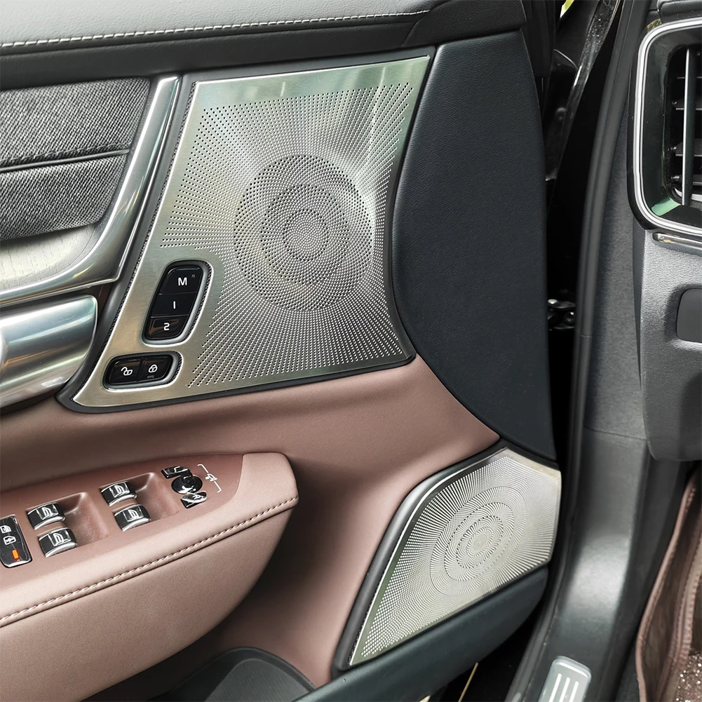 4Pcs Stainless Steel Door Speaker Cover Trim Compatible with For Volvo For S90 2017 to 2026 OEM Fit No Modification Needed