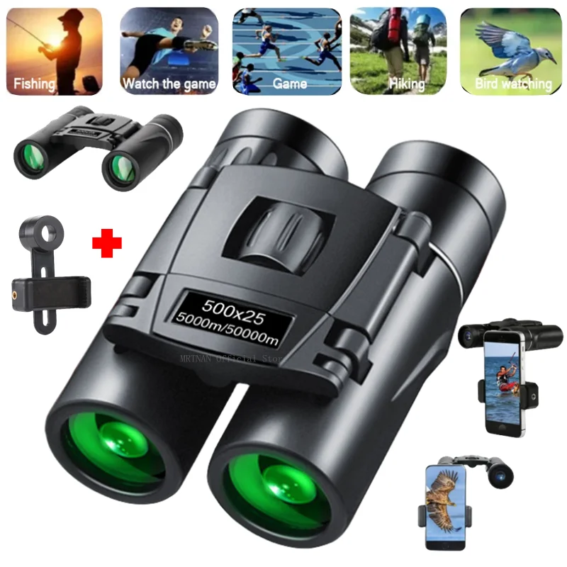 

5000M/50000M Portable HD Zoom Binoculars 500X25 Telescope Powerful Folding Long-Distance Vision Hunting Outdoor Camping Sports