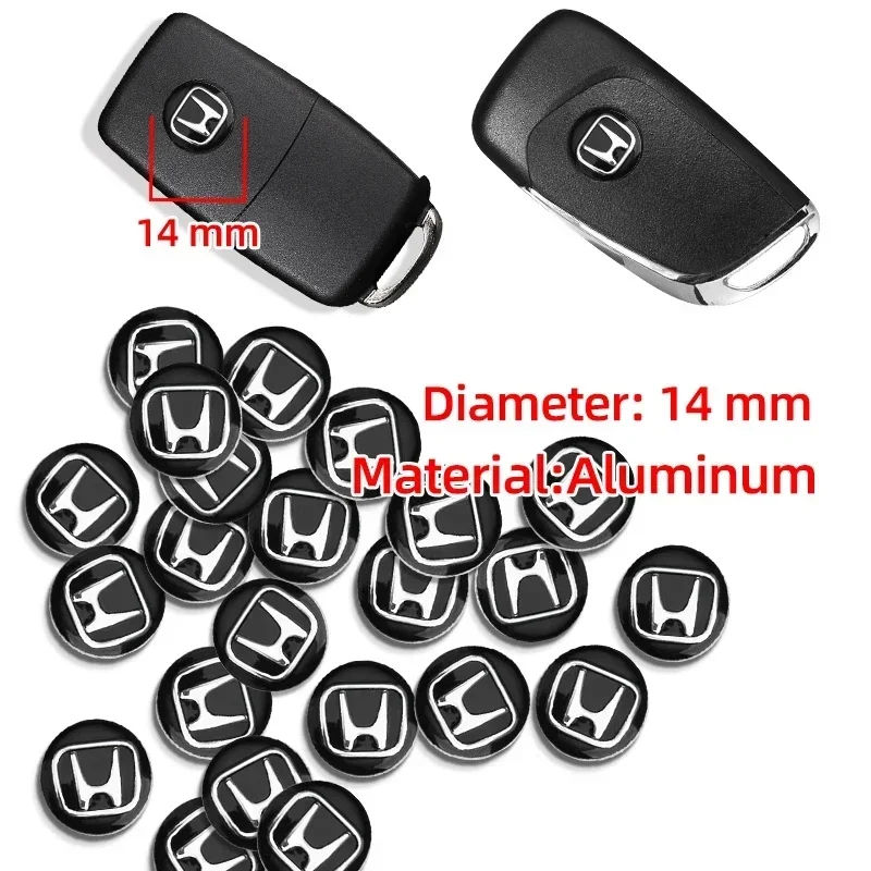 5/10Pcs 14mm Aluminum Decals for Honda Civic CRV Accord Fit Jazz HRV Vezel City Odyssey Stepwg Car Key Logo Replacement Stickers view 3