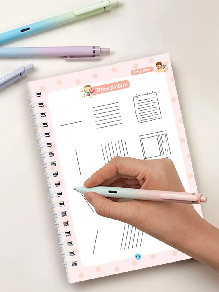 4 قطع من كتاب ممارسة الكتابة السحري المزخرف القابل لإعادة الاستخدام، كتاب تتبع الحروف، كتاب ممارسة الكتابة اليدوية للأطفال #6