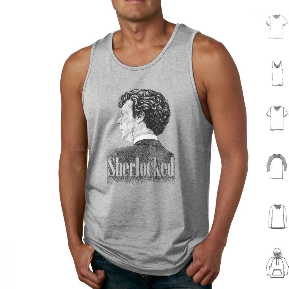 I Am Sherlocked-Benedict Cumberbatch Crosshatch Portrait Tank Tops Vest Sleeveless Sherlock Sherlocked Fanart Fan Fandom