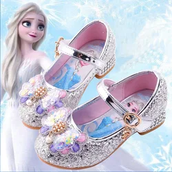 Kid fashion shoes Girls Sandals Frozen 2 Elsa Princess Shoes Little Girls Crystal Shoes Children High Heels Catwalk Show Shoes