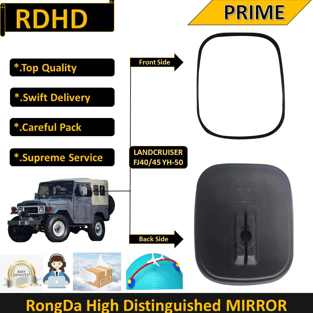 Applicatable To Toyota Landcruiser Fj40/45 Yh-50- Auto Car Door Rear View Mirror Black