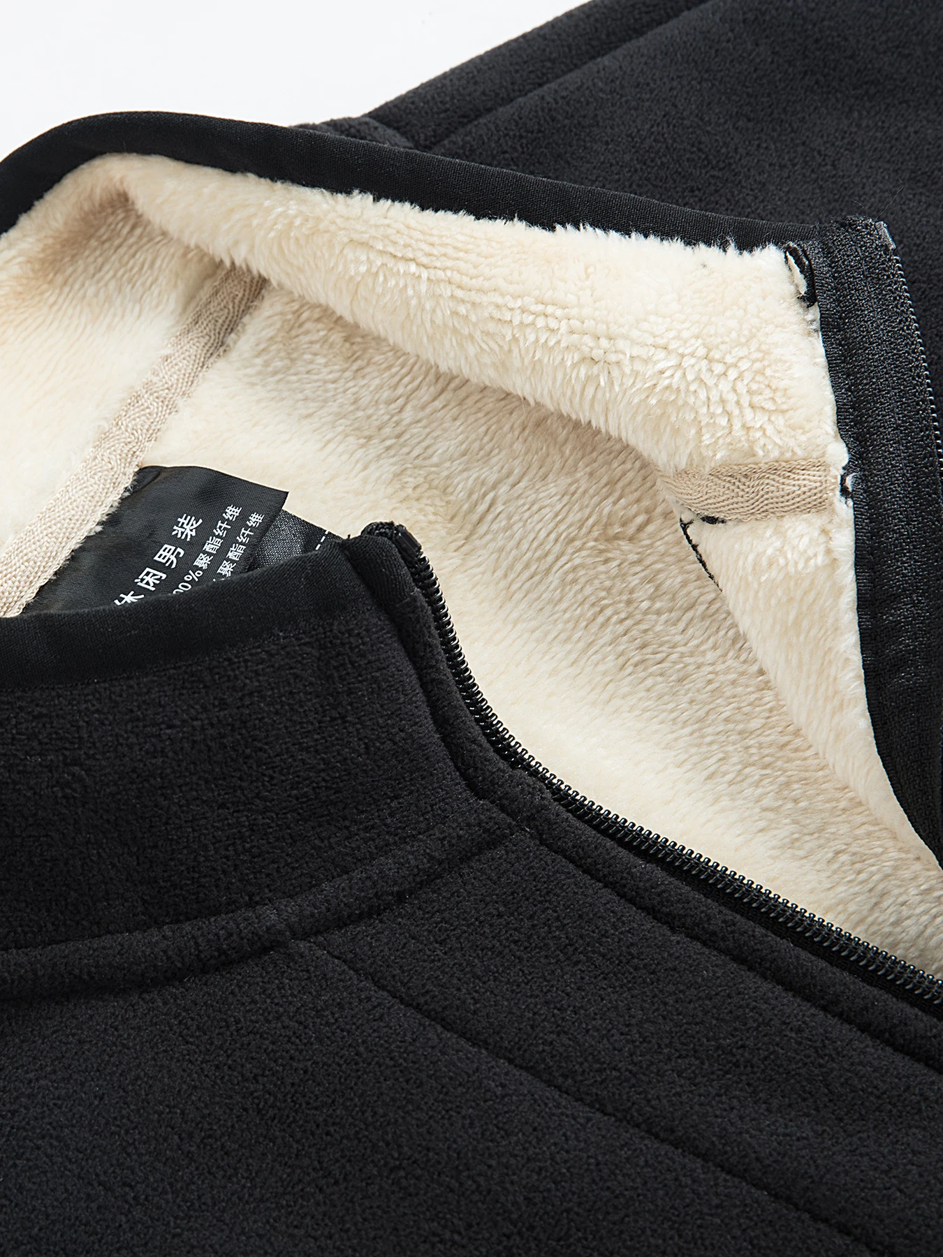 Fleece-Weste für Herren, Herbst-Winter, Lammwollwesten, dick, warm, Übergröße, lässige, mit Fleece gefütterte Weste, Mantel, ärmellose Weste – Detail 3