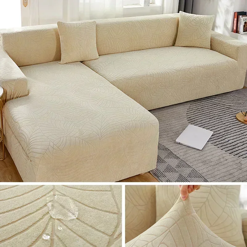 Waterdichte Dikker Bankhoezen 1/2/3/4 Zetels Jacquard Effen Couch Cover L-vormige Sofa Cover Protector bankhoezen