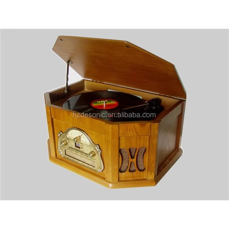 Old Fashion Gramophone Player With USB SD CD Cassette Wireless BT Retro Vinyl Records Lp Turntable