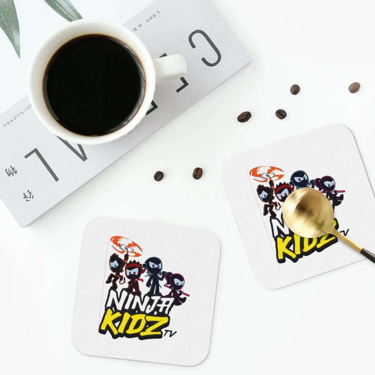 Ninja Kidz Coasters PVC Leather Placemats Waterproof Coffee Mats for Home Kitchen Dining Pads Set of 6