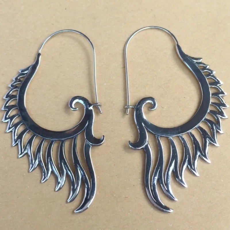 Tribal Wing Hook Hanging Earrings Vintage Jewelry Antique Alloy Metal Hanging Earrings Women's Accessories