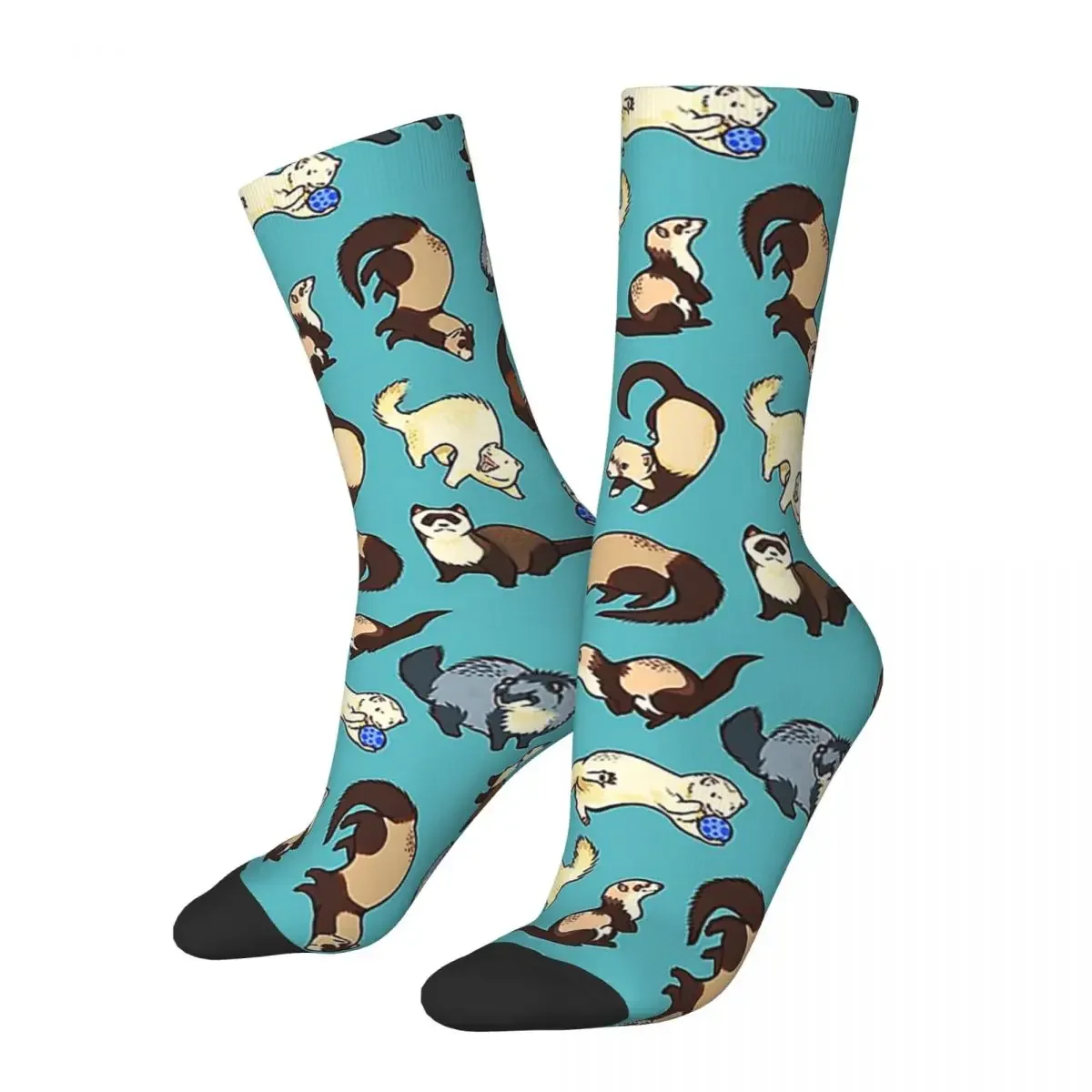 Furet-Chaussettes à tube moyen pour hommes et femmes, chaussettes animaux mignons, chaussettes décontractées, nouveauté, printemps, été, automne, hiver, cadeau