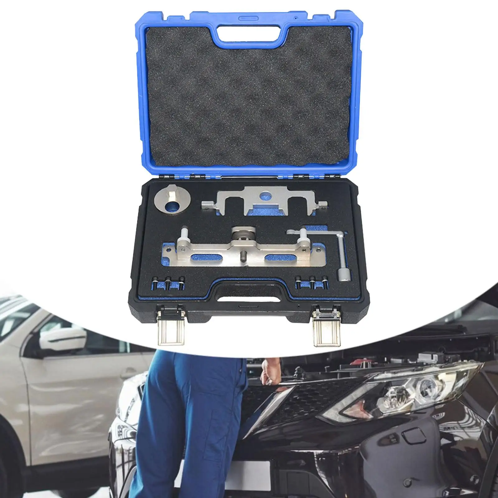 Camshaft Sprocket Locking Tool Set Easy to Use with Carrying Case Steel for Automobile Truck 1.8/2.1 Cdi Engines Supplies