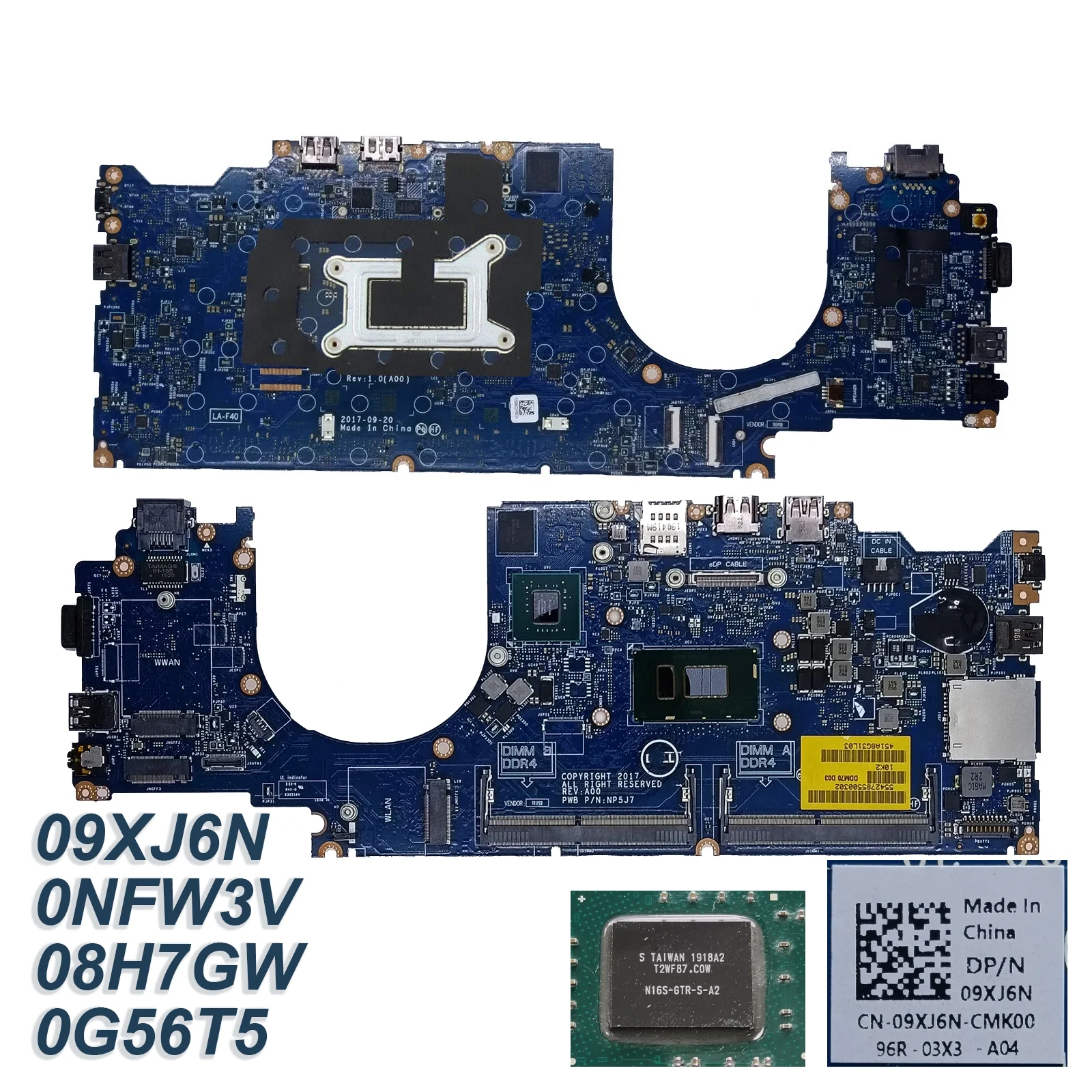 

Материнская плата для ноутбука Latitude 5490 (09XJ6N, 0NFW3V, 08H7GW, 0G56T5) LA-F402P I7-8650U/i5-8250U 930MX/940MX - 2 ГБ