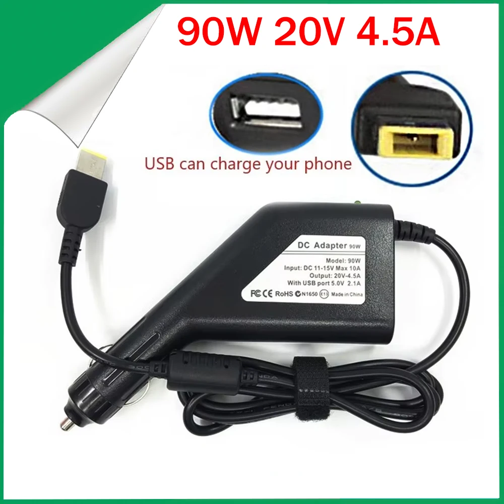 

Dc Laptop Car Charger 20V 4.5A 90W for Lenovo ThinkPad X240S E431 E531 G500 G505 T440 E431 E360 S3 Power Adapter
