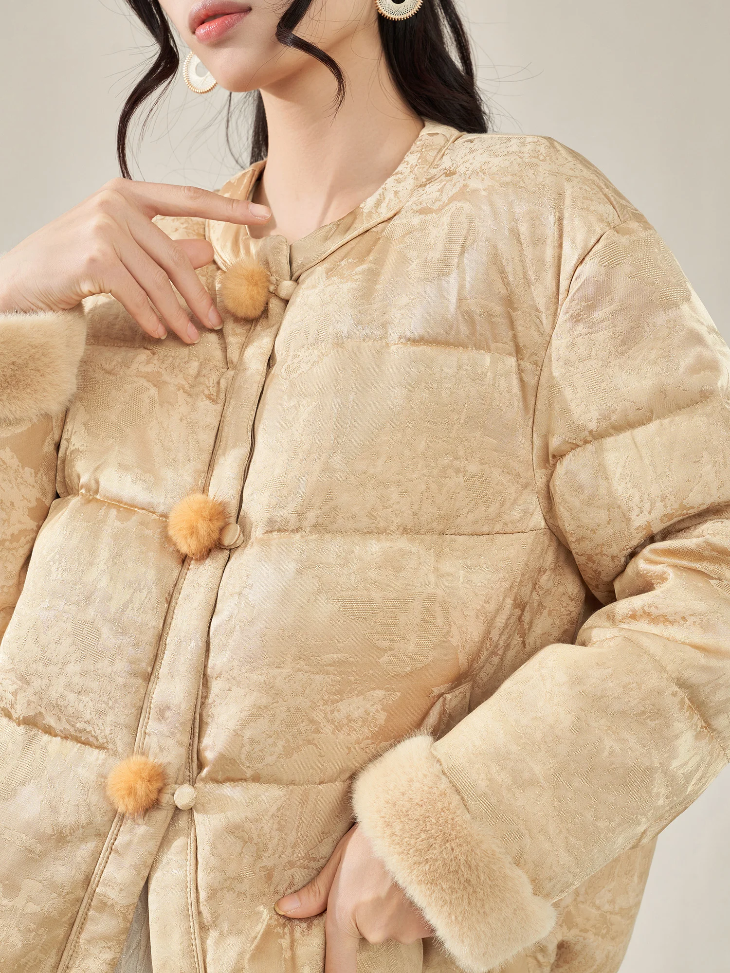 

Warm Floral Embroidery Cotton Jaet Women's Sve Patchwork Outerwear Ultra Cute Chinese Sle Hidden Pattern Fce Collar