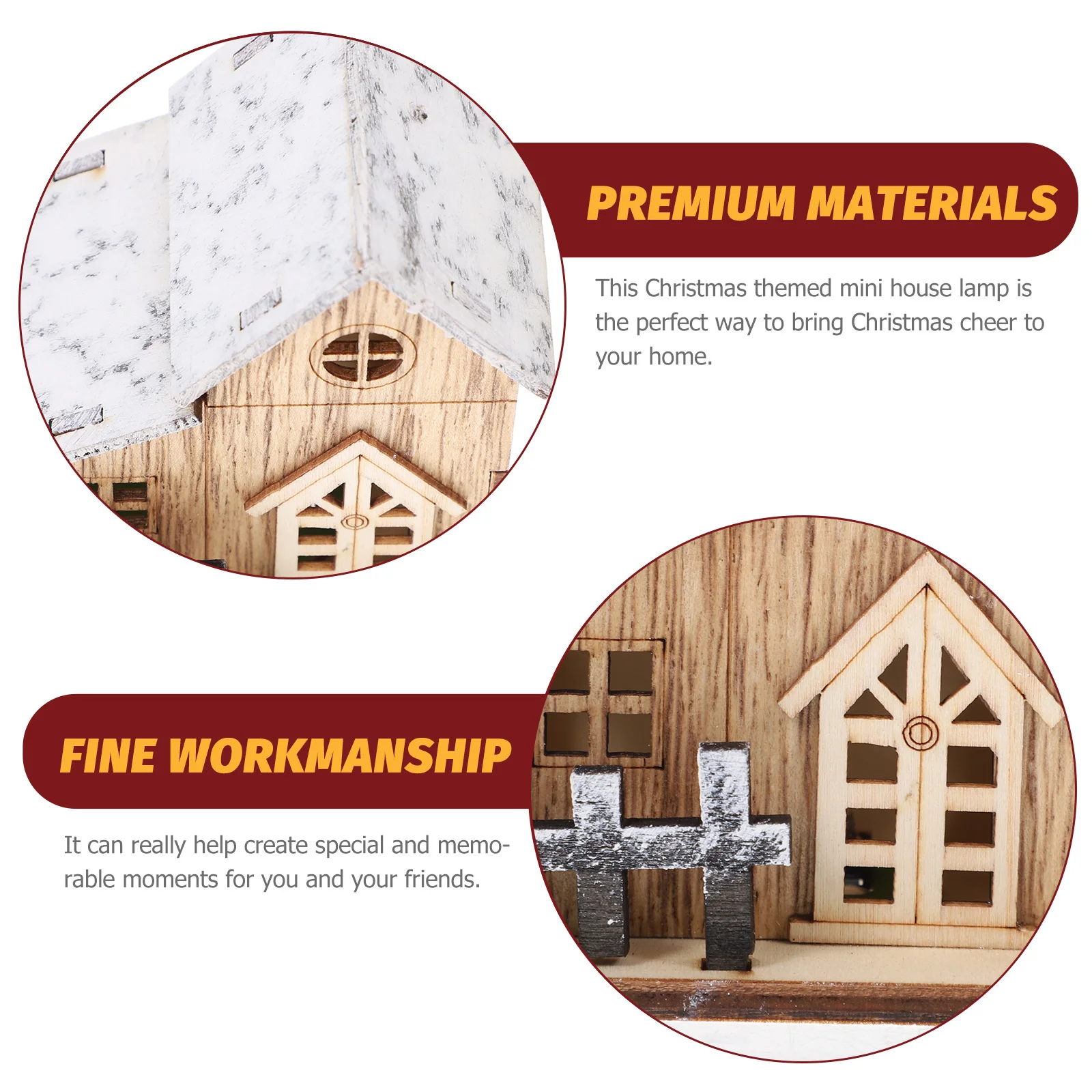 

2Pcs Xmas Luminous Mini Wooden House Ornaments Christmas Decoration Glowing Cartoon House Ornament Festive Home Accent